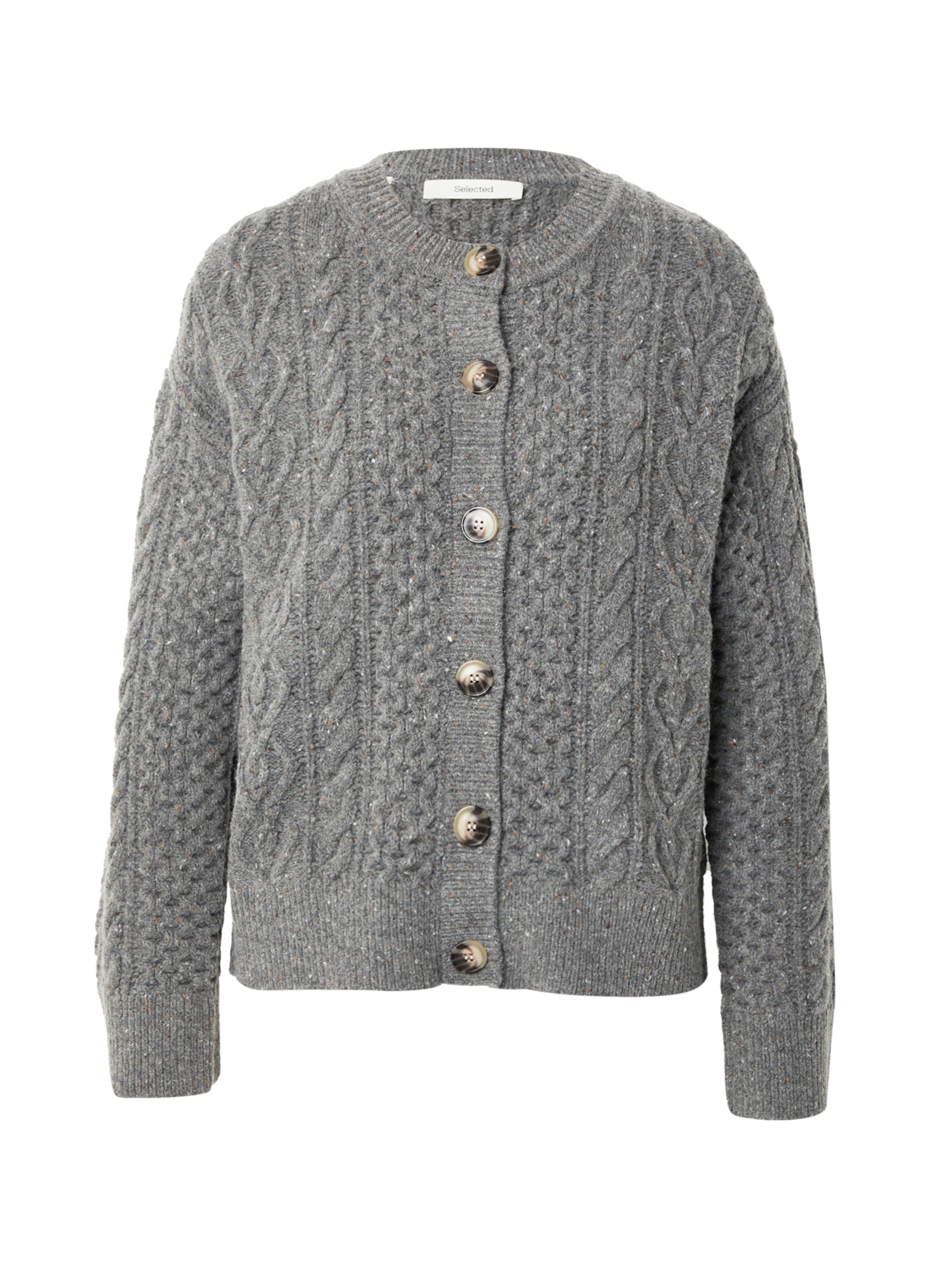 SELECTED Плетена жилетка 'SLFNELLY' в сиво: отпред