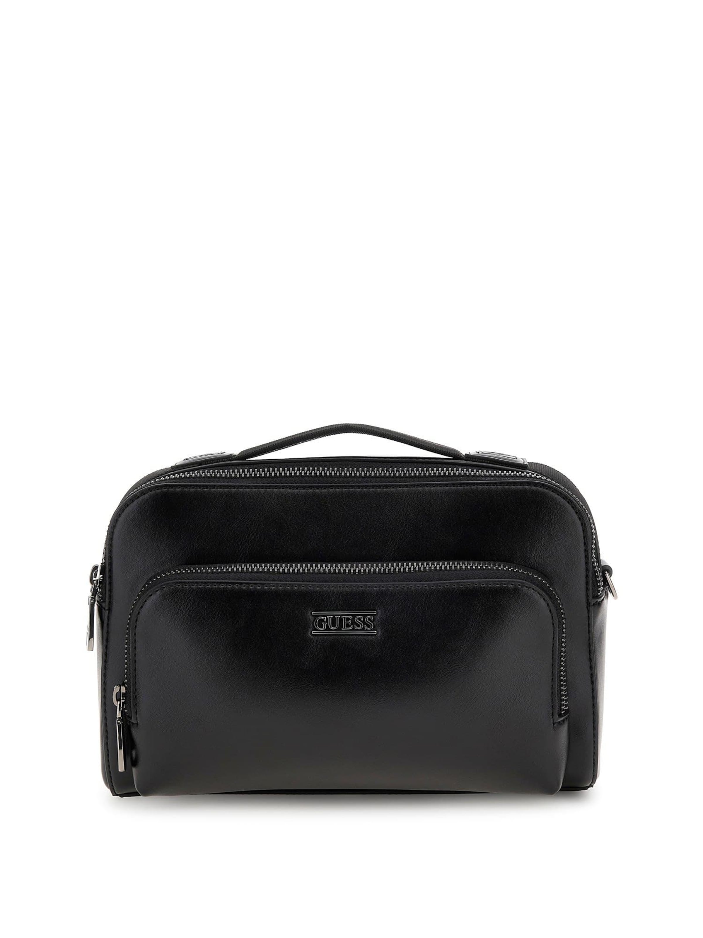 GUESS Чанта за през рамо тип преметка 'BOSTON CAMERA BAG DOUBLE ZIP' в черно: отпред