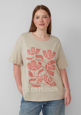 QS Shirt in Beige: voorkant