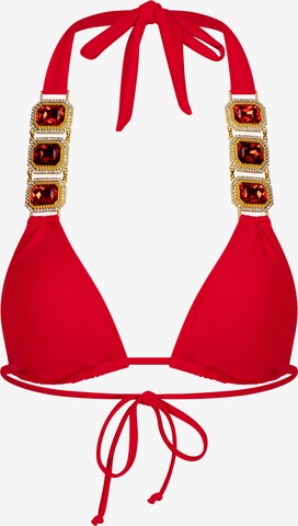 Moda Minx - Triángulo Top de bikini 'Boujee' en rojo: frente