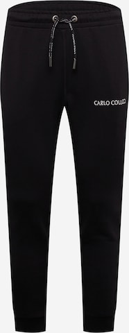 Carlo Colucci Tapered Trousers in Black: front