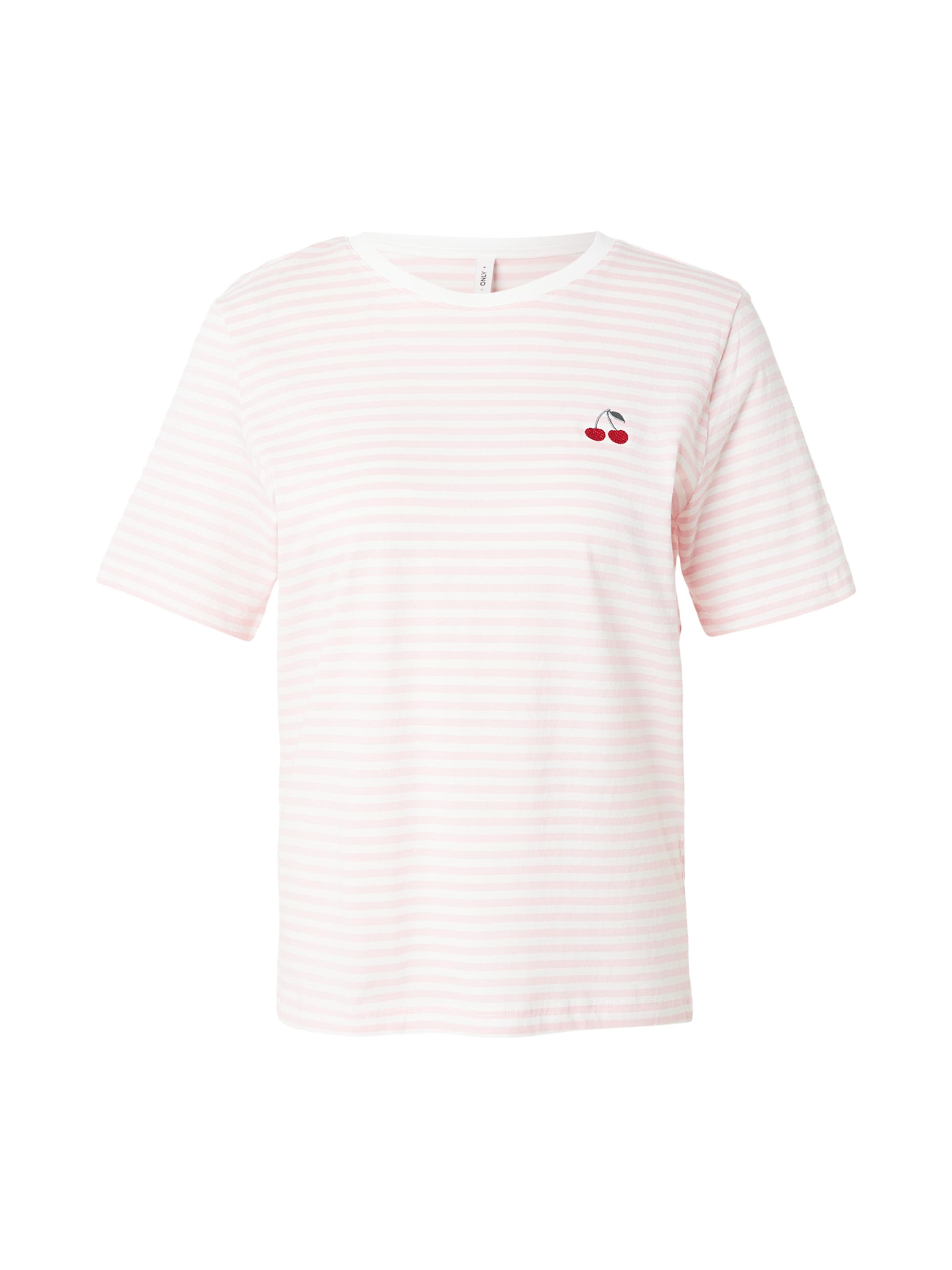 ONLY T-shirt 'ONLHAPPY' en rose / rouge / blanc, Vue avec produit