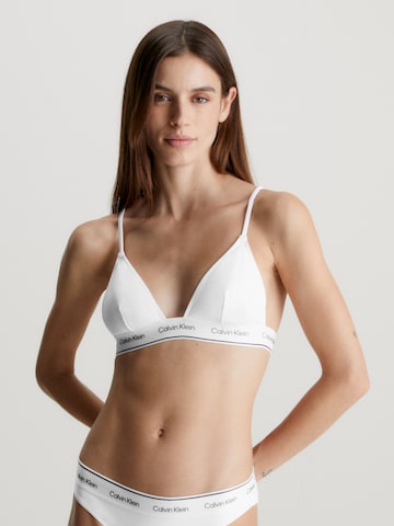 Calvin Klein Swimwear Triangle Bikini Top in White: front