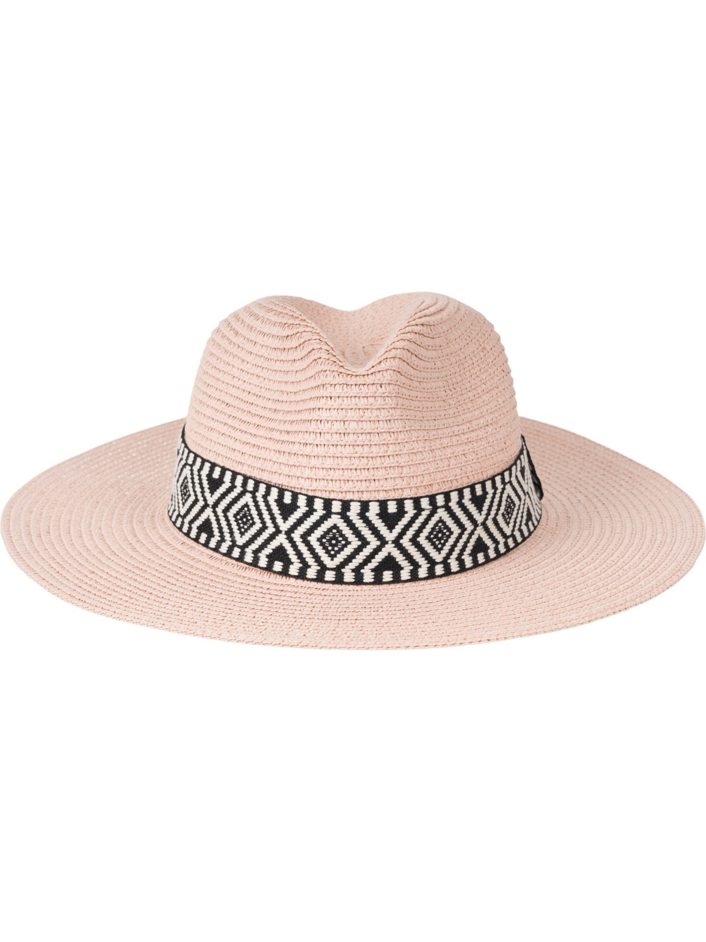 styleBREAKER Hat 'Panama Strohhut Hutband Azteken Muster' in Pink