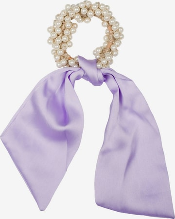 styleBREAKER Haarschmuck 'Perlen Haargummi mit Satin Schleife' in Lila: Vorderseite