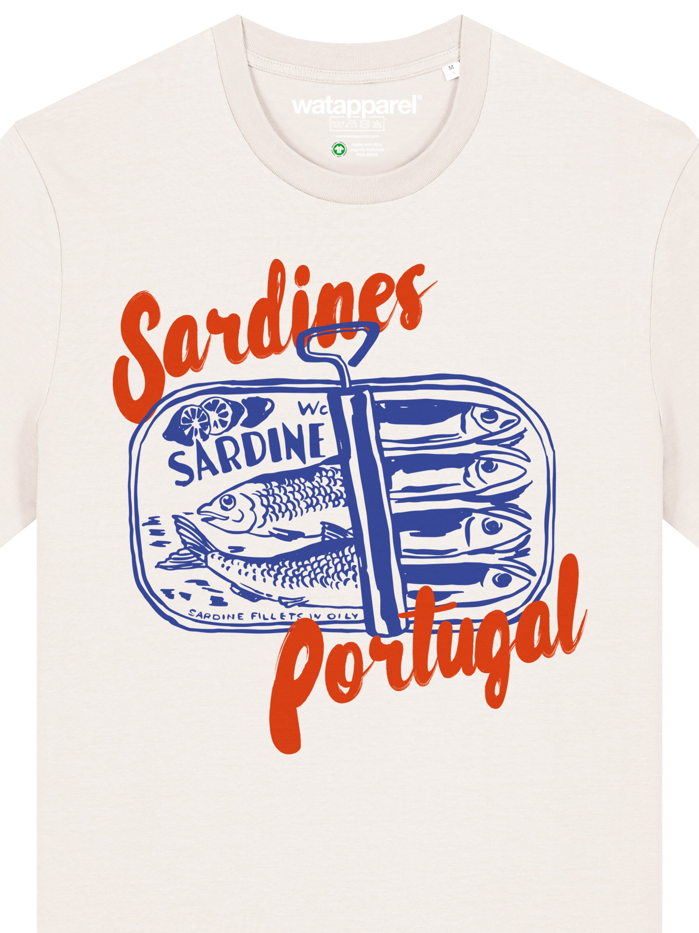 Maglietta 'Sardines Portugal' di Watapparel in bianco