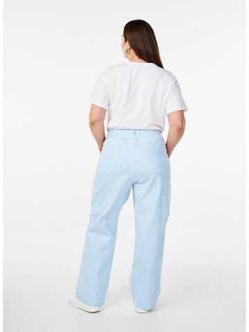 Zizzi Wide Leg Cargojeans i blå