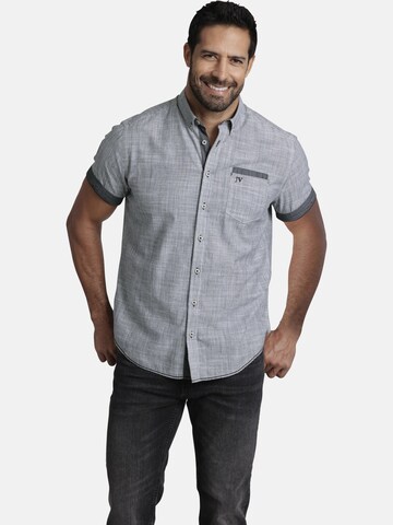 Jan Vanderstorm Comfort Fit Kurzarmhemd ' Milos ' in Grau: Vorderseite
