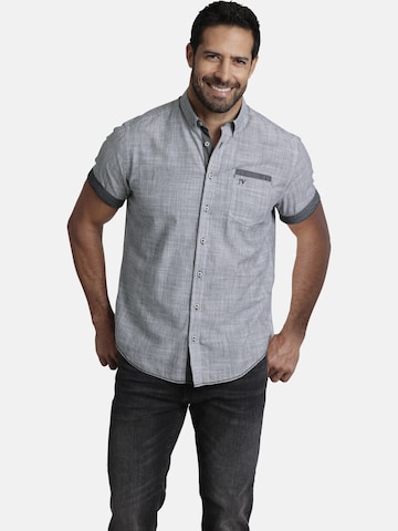 Jan Vanderstorm Regular fit Button Up Shirt ' Milos ' in Grey: front