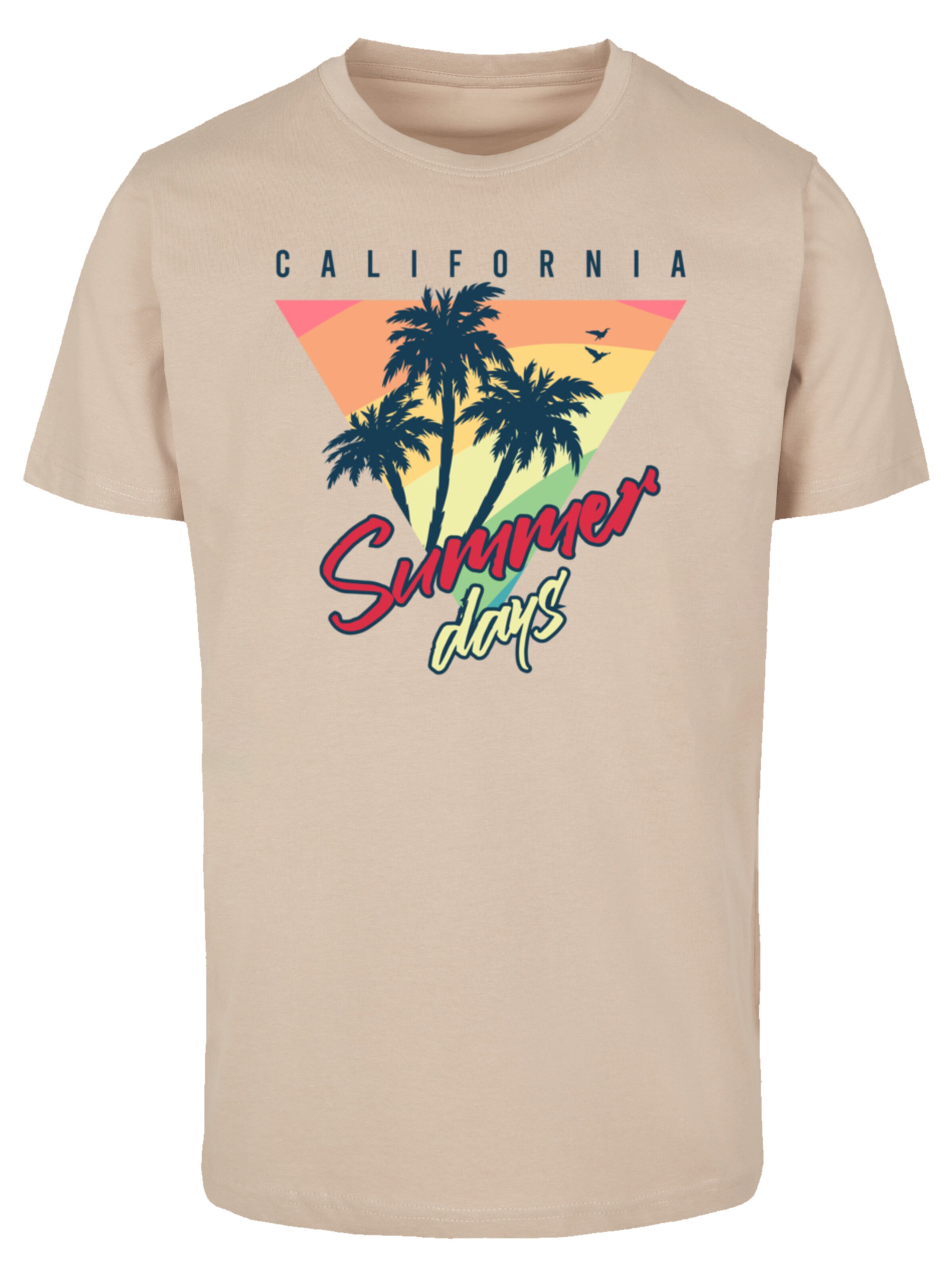 T-Shirt 'California Palmen Retro' F4NT4STIC en beige : devant