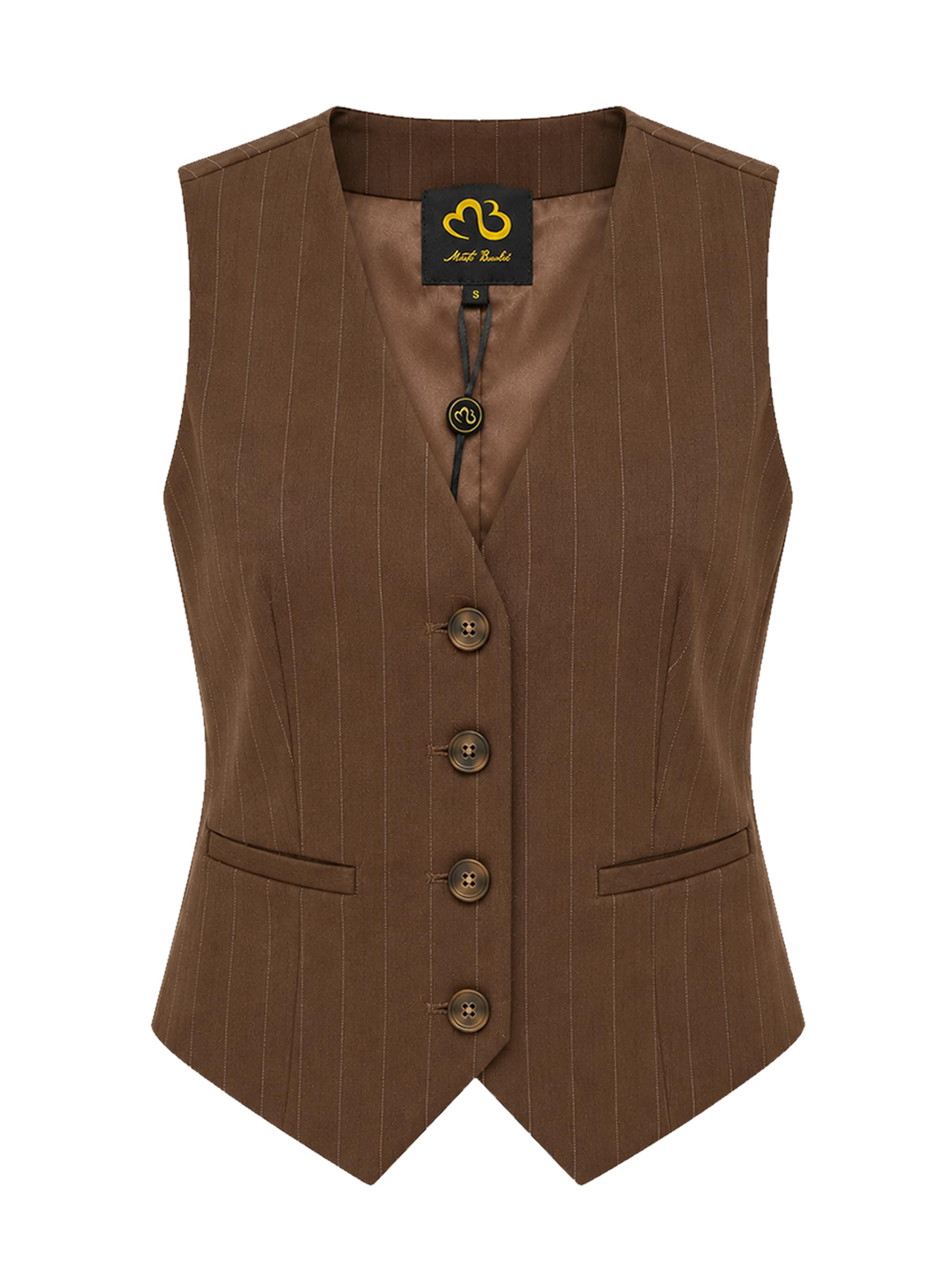MB by Marta Buzolic Vest in Brown: front