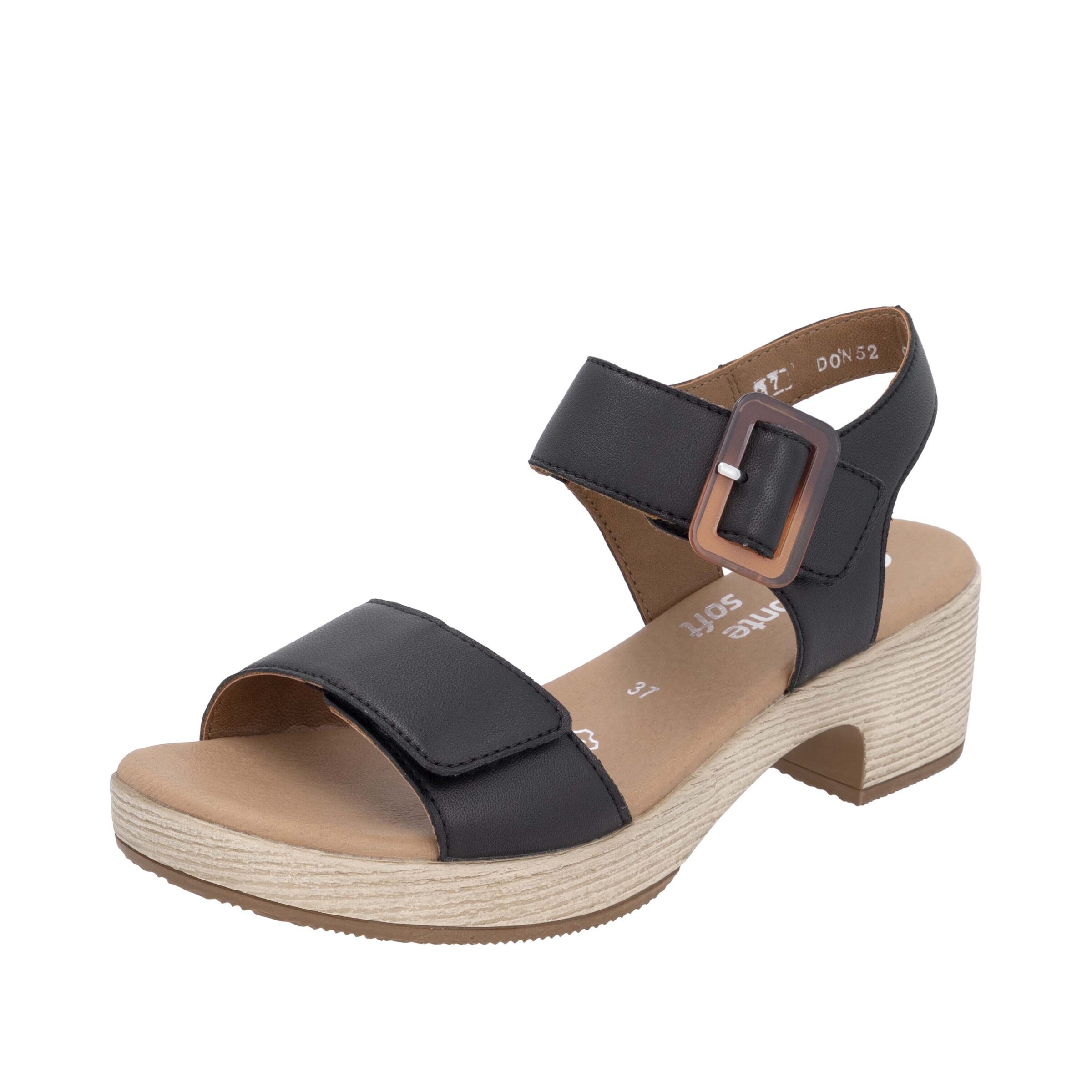 REMONTE Strap Sandals in Black: front