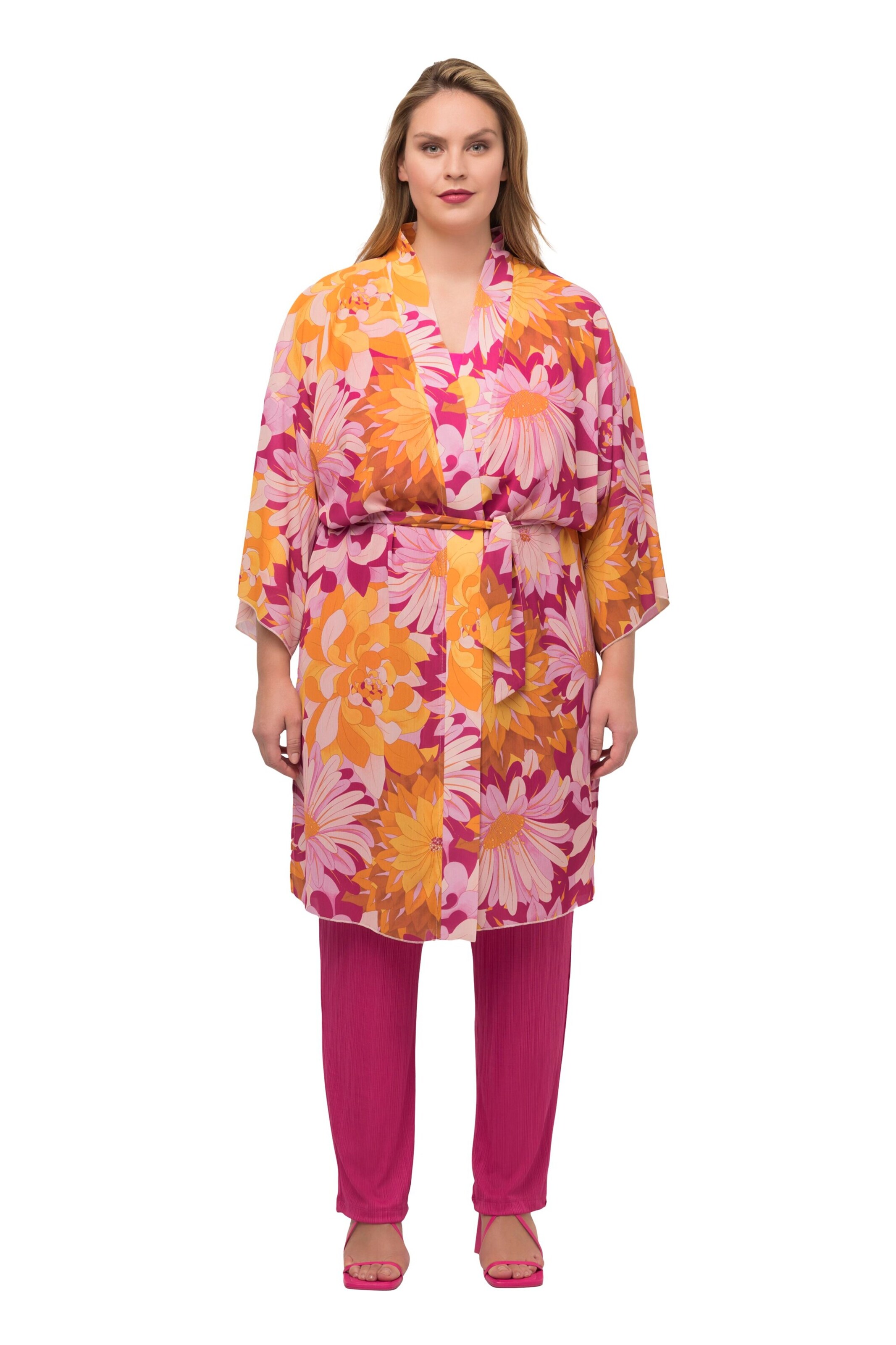 Ulla Popken Kimono in Roze: voorkant