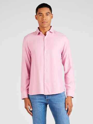 BURTON MENSWEAR LONDON Slim fit Button Up Shirt in Pink: front