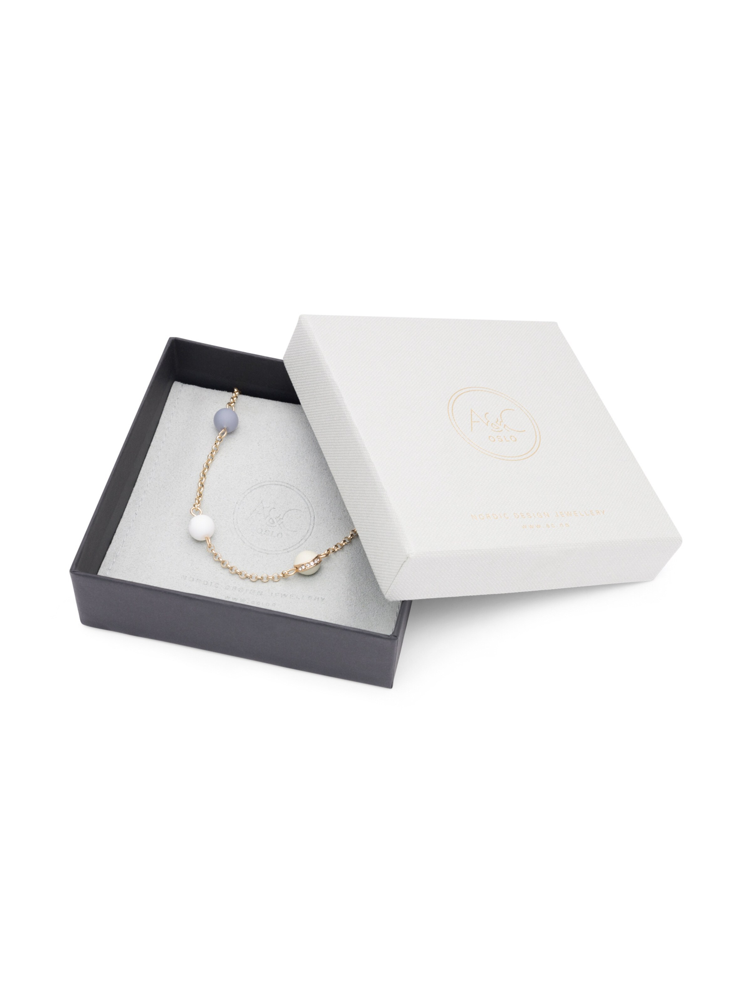 A&C Oslo – Nordic Design Jewellery Kette Mit Anhänger 'White Dreams' in Gold