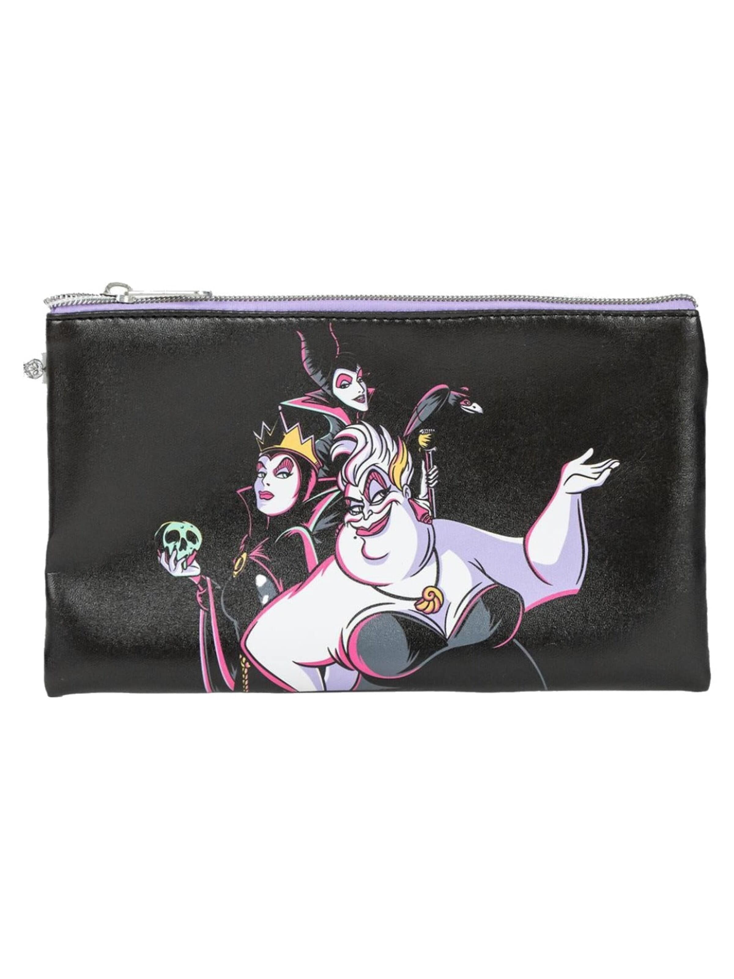DISNEY Set 'Disney Villains Beauty Set Haarborstel Haar Scrunshies Toilettas' in Zwart