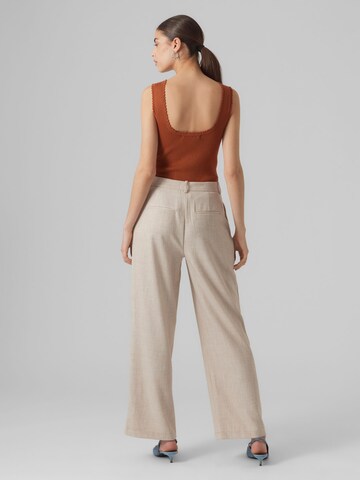 VERO MODA Wide leg Bandplooibroek in Beige