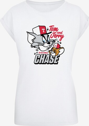 ABSOLUTE CULT Shirt 'Tom and Jerry - Chase' in White: front