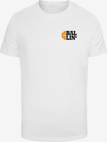Mister Tee Shirt 'Ballin' in Wit: voorkant