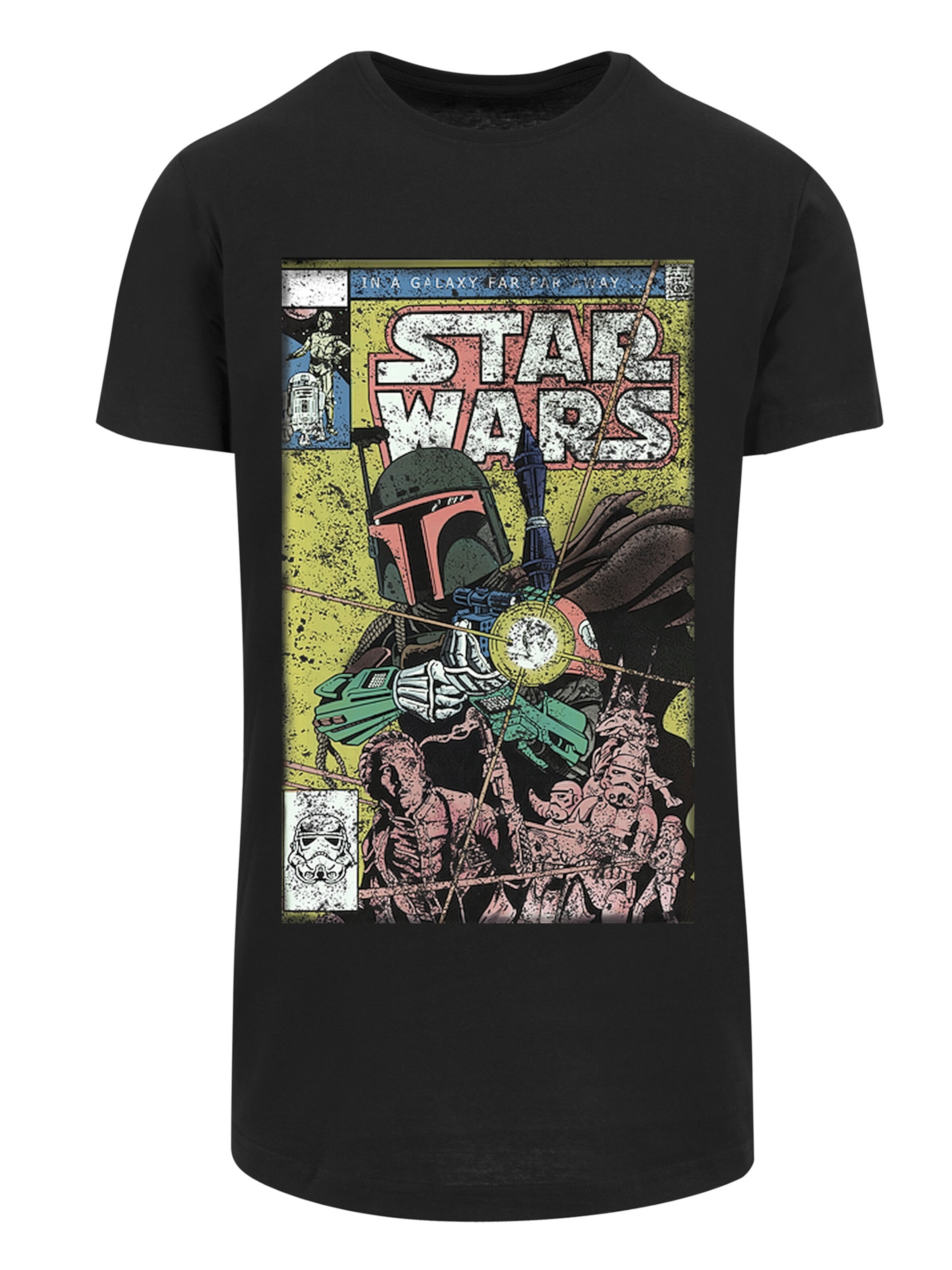 F4NT4STIC Shirt 'Star Wars Boba Fett Comic' in Black: front