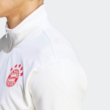 ADIDAS SPORTSWEAR Athletic Zip-Up Hoodie 'FC Bayern München Anthem' in White