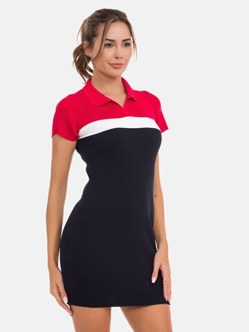 CIPO & BAXX Strickkleid ´W256´ mit Polokragen in Blau