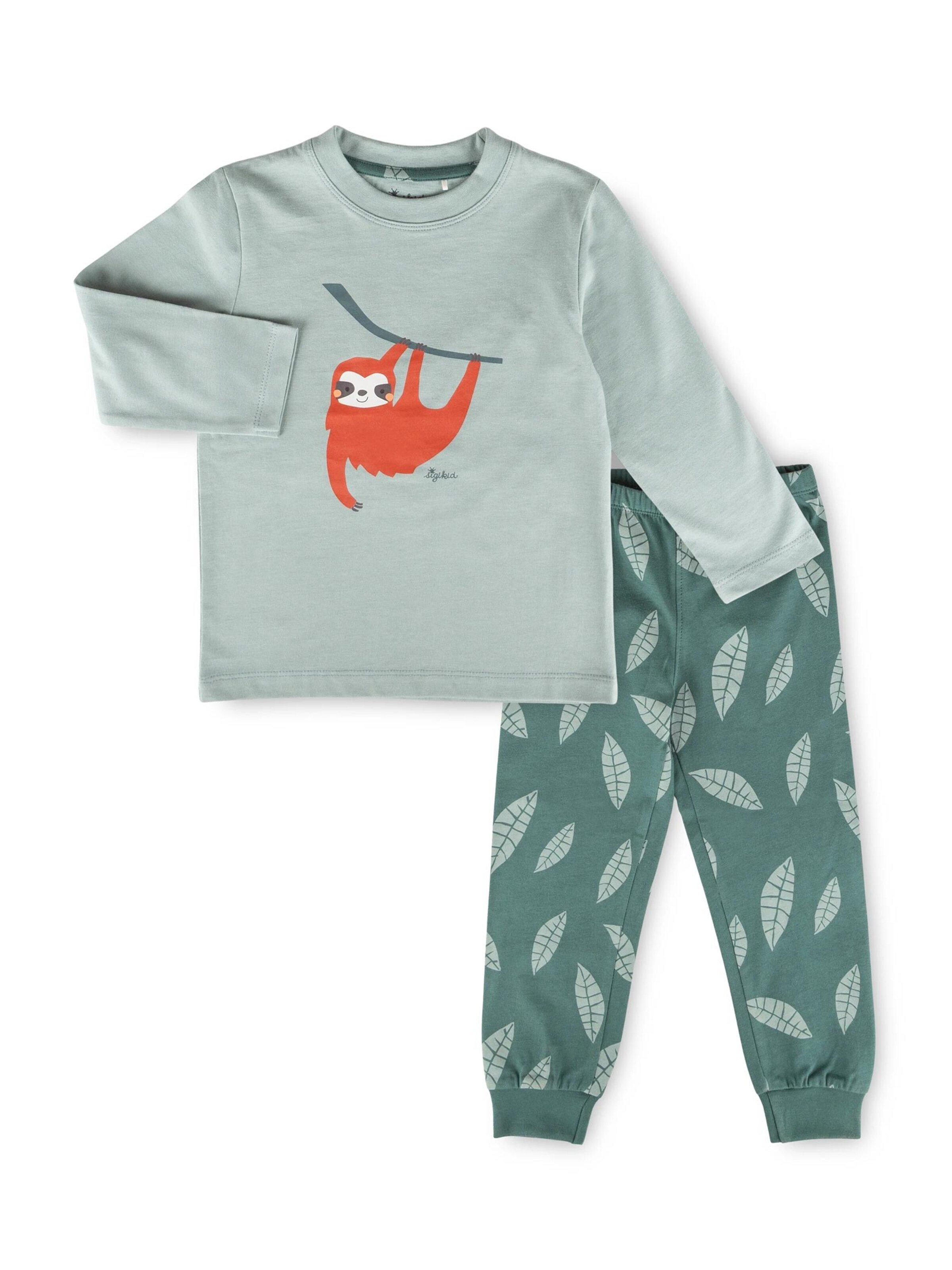 SIGIKID Schlafanzug 'Pyjama Nachtwäsche'‌‌‌‌‌‌ in Grün: Vorderseite