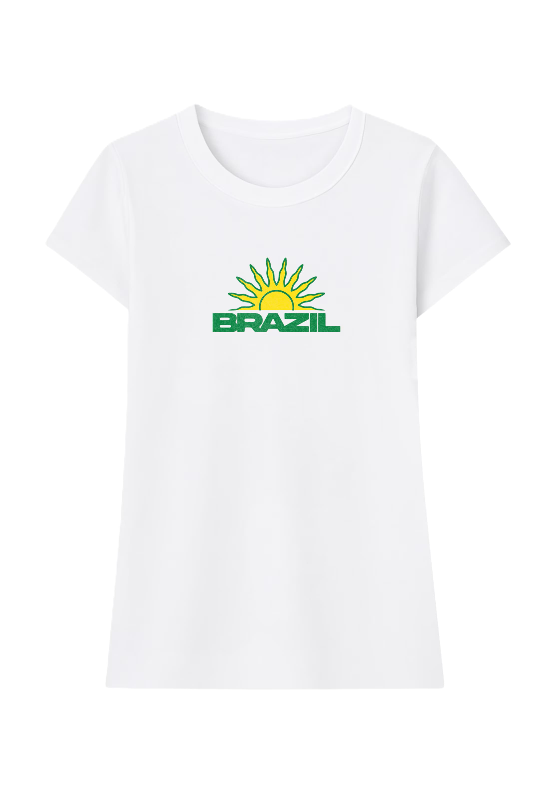 Maglietta 'Brazil Vibes' di Miss Tee in bianco: frontale