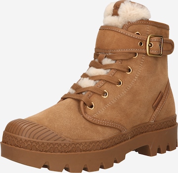 COACH - Botines con cordones en beige: frente