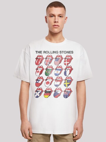 F4NT4STIC Shirt 'The Rolling Stones Voodoo Lounge Tongues' in Wit: voorkant