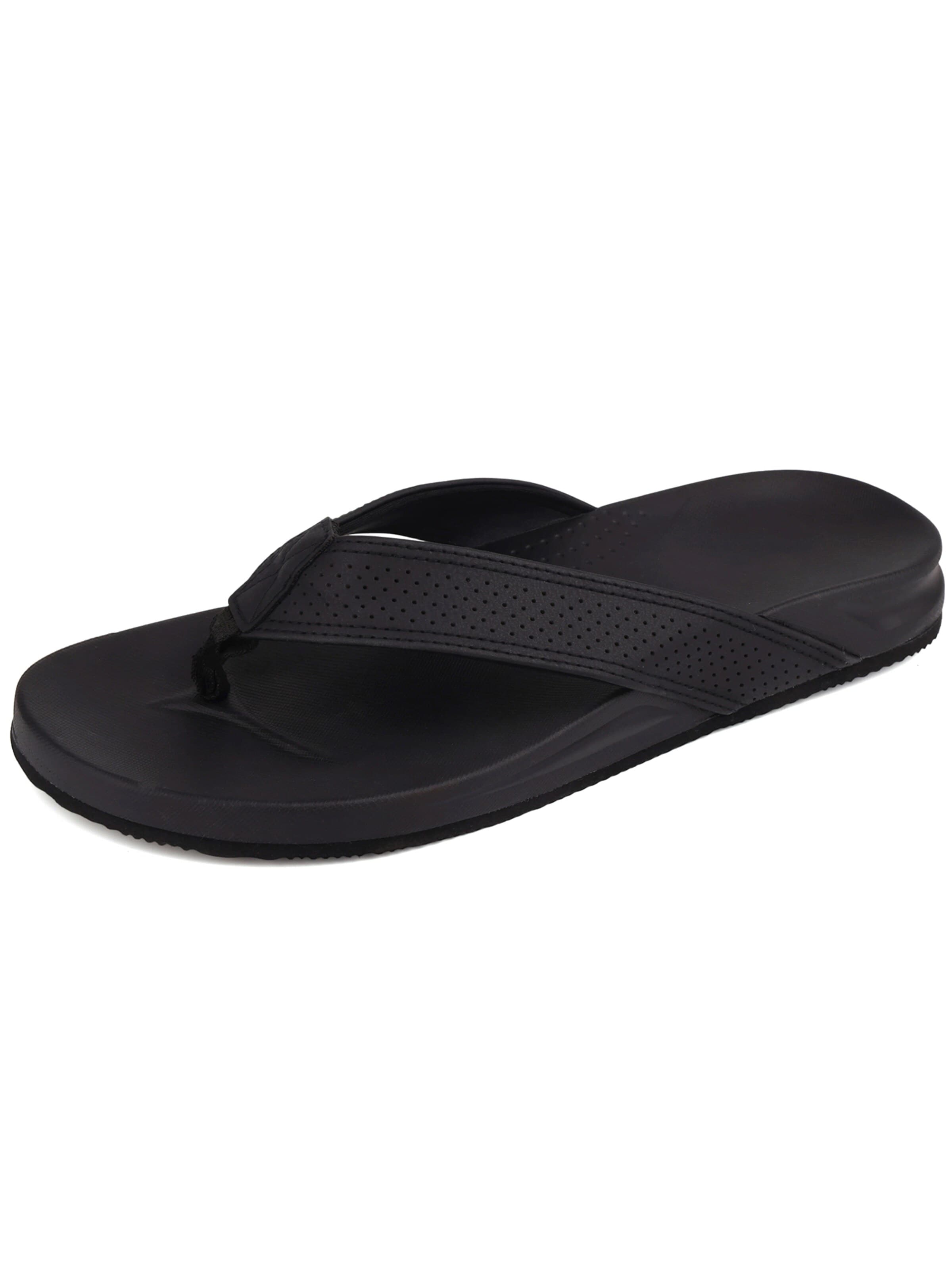 Youecci T-Bar Sandals 'Customized flip flops with a zigzag strap and arch design' in Black: front