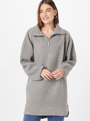 Gina Tricot Fleece Jacket in Grey: front