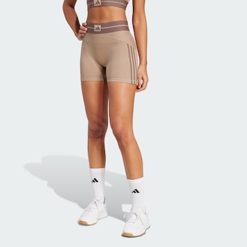 ADIDAS PERFORMANCE Skinny Sports trousers 'Hyperglam' in Brown: front