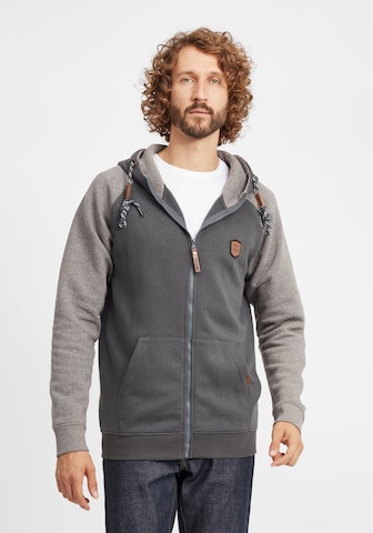 INDICODE JEANS Zip-Up Hoodie 'Terence' in Grey: front