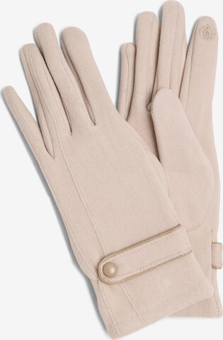 eem Full Finger Gloves in Beige: front