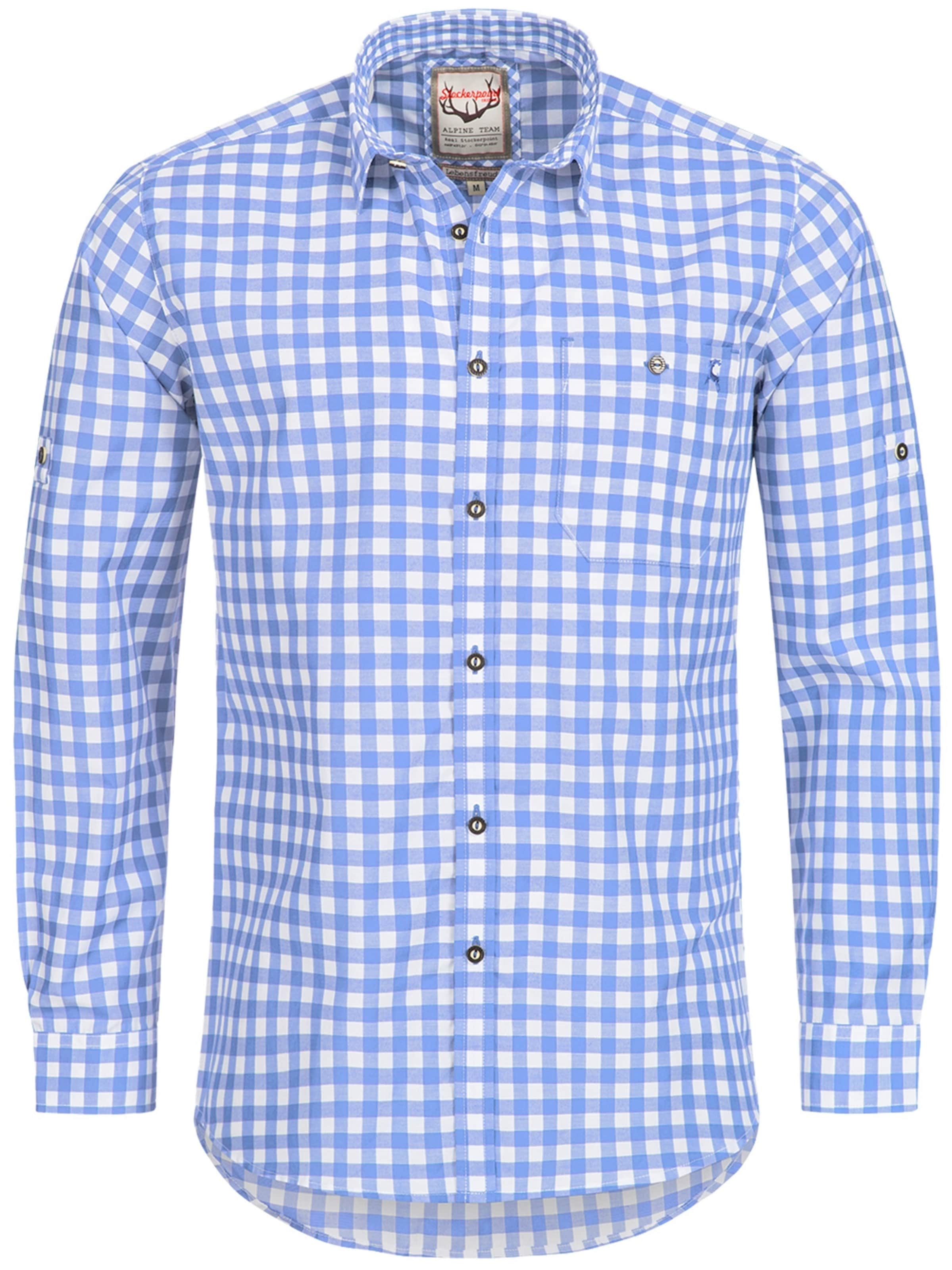 STOCKERPOINT Regular fit Klederdracht overhemd 'Franzl' in Blauw: voorkant