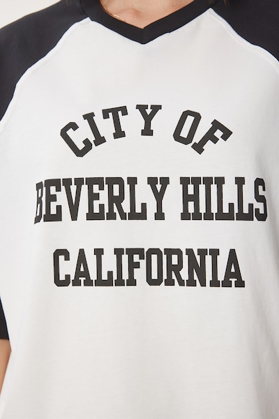 Happiness İstanbul T-Shirt in schwarz / weiß, Produktansicht