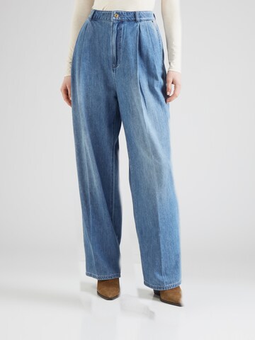 MICHAEL Michael Kors - Pierna ancha Pantalón vaquero plisado en azul: frente