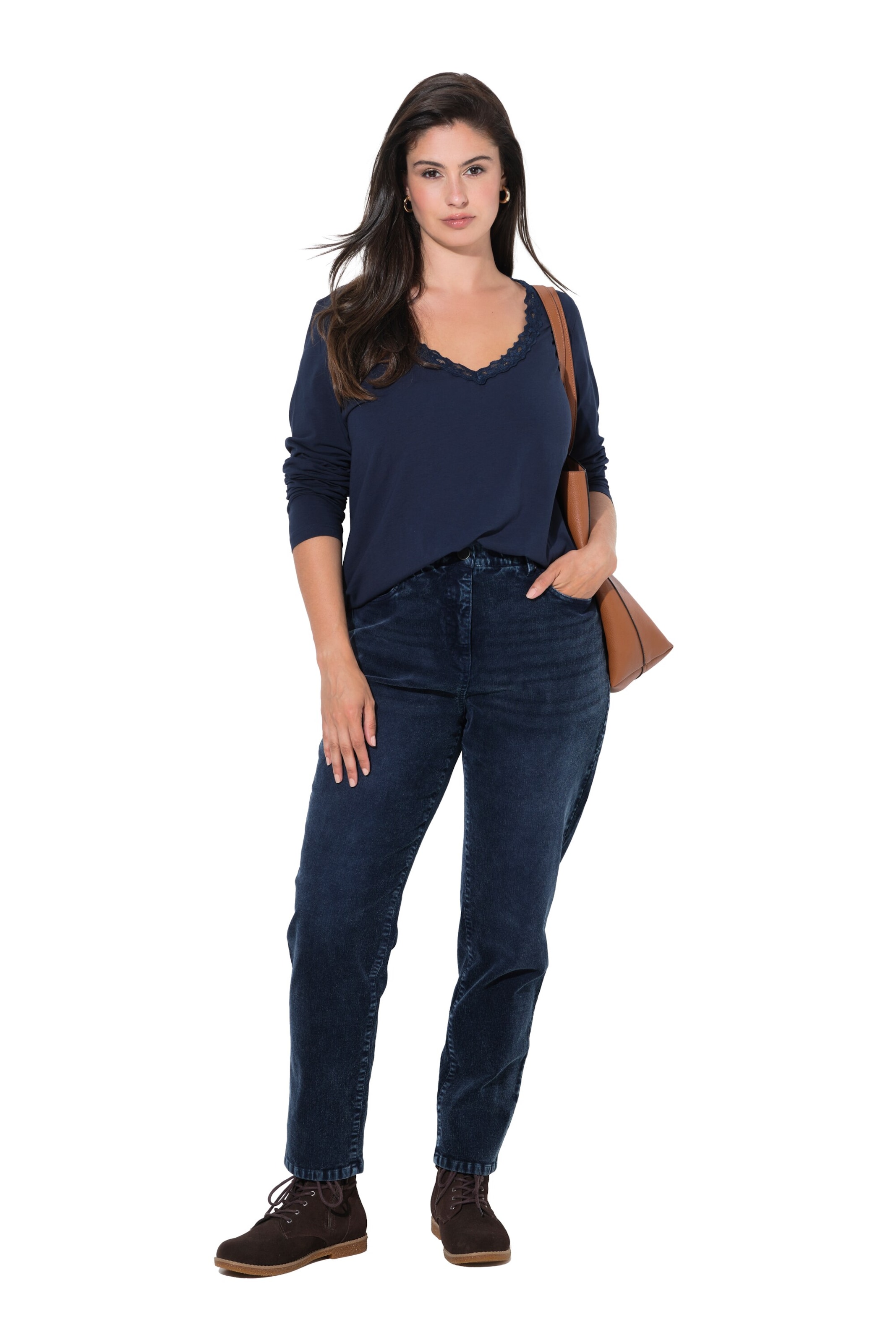 Ulla Popken Regular Broek in Blauw: voorkant
