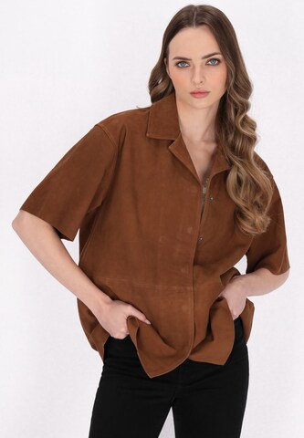 Camicia da donna di DreiMaster Vintage in marrone: frontale