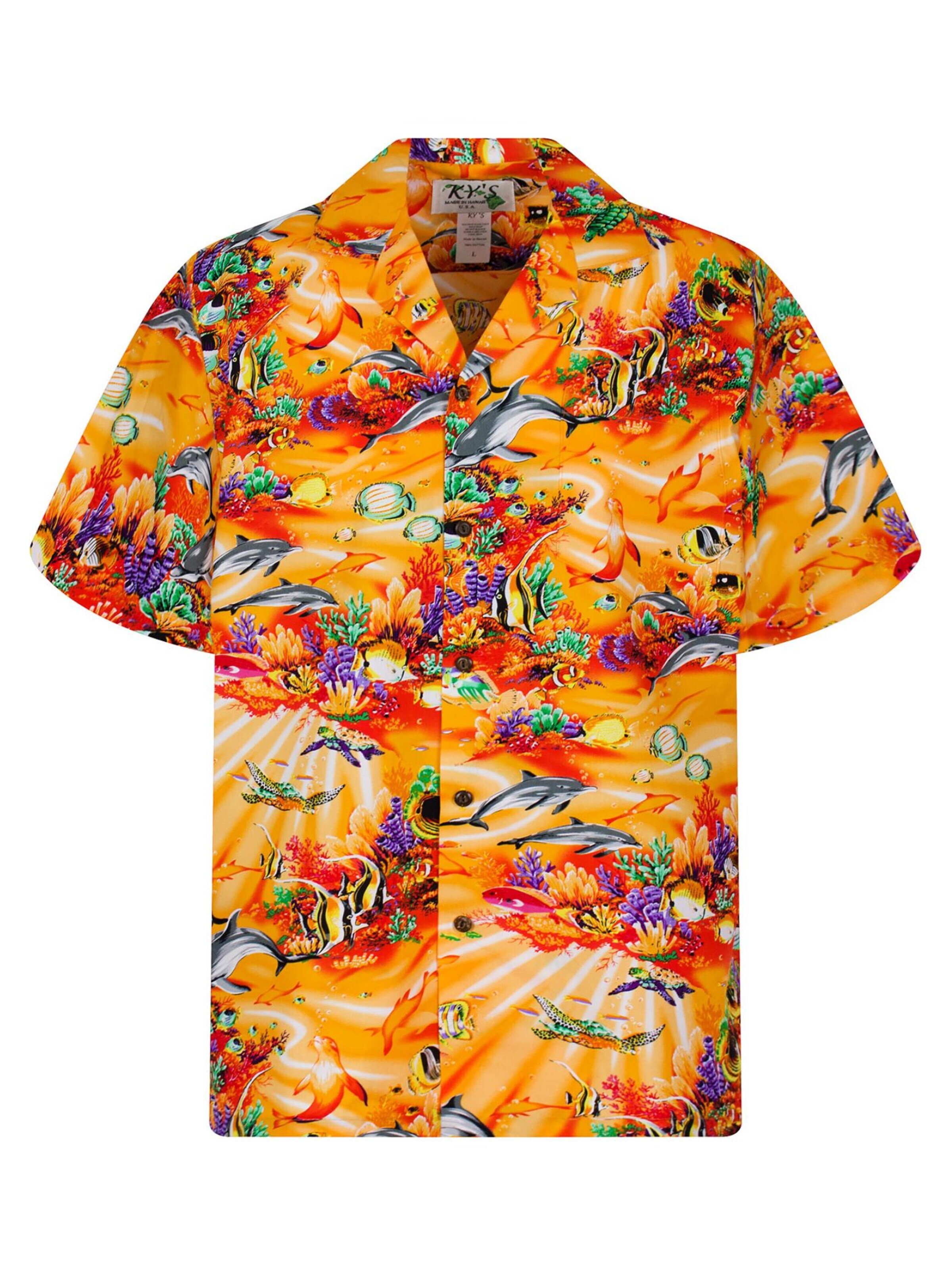 KY's Regular fit Button Up Shirt 'Aquarium' in Orange: front