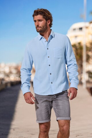 BEACH TIME Regular Fit Hemd in Blau: Vorderseite