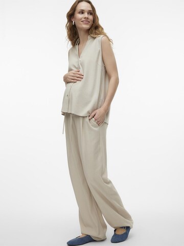 MAMALICIOUS Loose fit Trousers 'SILVIA' in Beige