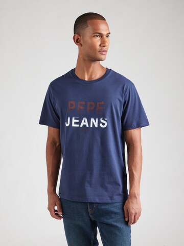 Tricou de la Pepe Jeans pe albastru: față