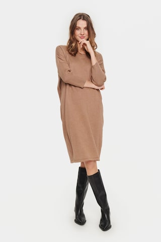 SAINT TROPEZ Knitted dress 'Mila' in Brown