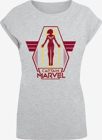 ABSOLUTE CULT Shirt 'Captain Marvel - Flying Warrior' in Grijs: voorkant