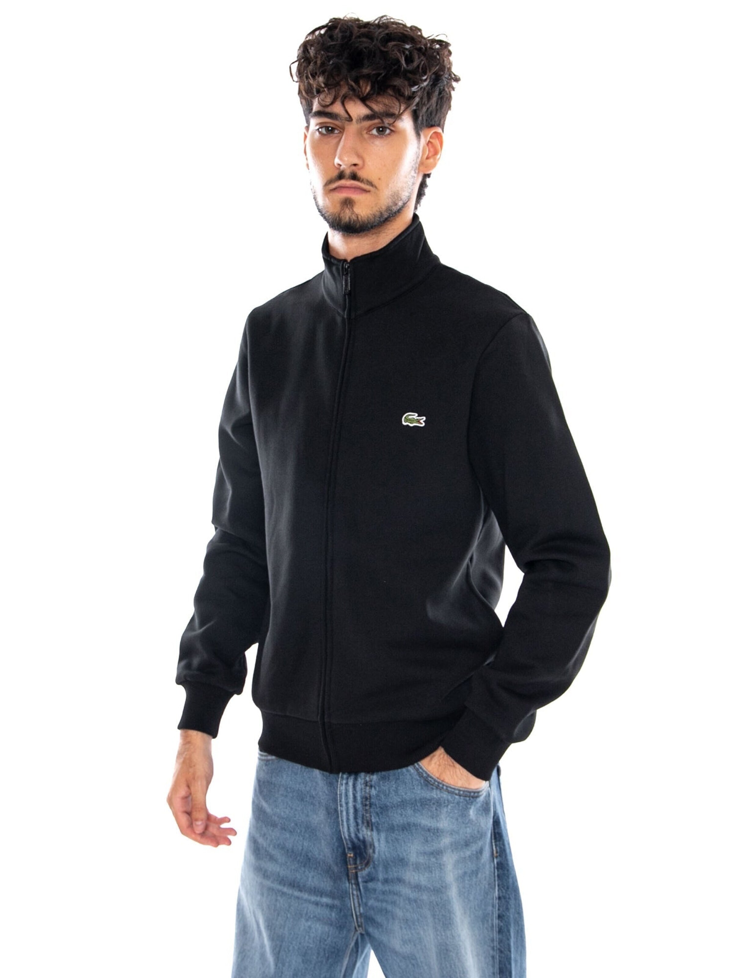 LACOSTE Bluza rozpinana 'SWEATSHIRT BLACK' w kolorze czarny