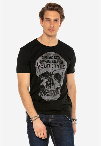 CIPO & BAXX Shirt 'Bling Skull' in Gemengde kleuren: voorkant