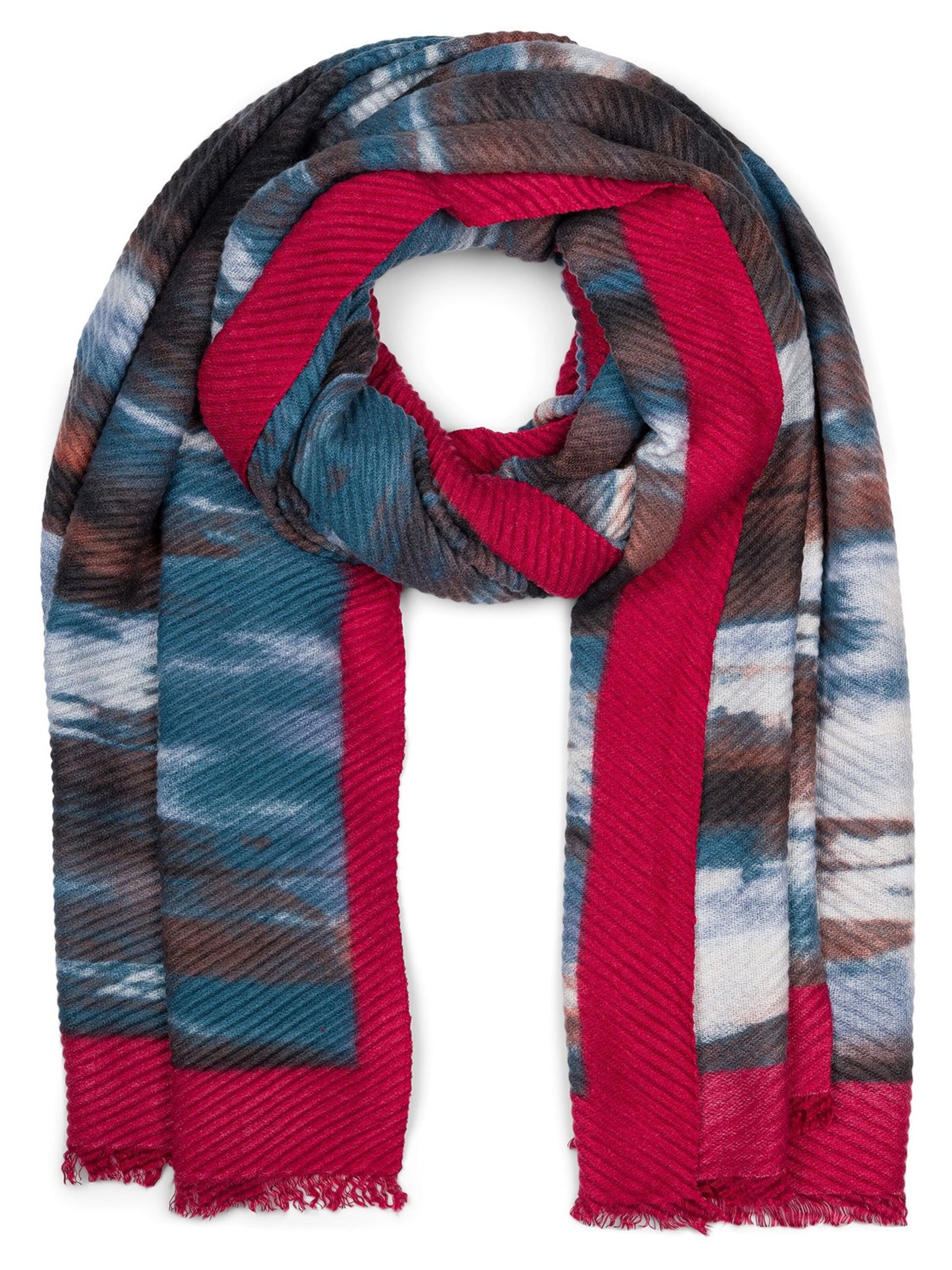 styleBREAKER Schal 'Plissierter Schal mit Pinselstrich Muster'‌‌‌‌‌‌ in Rot: Vorderseite