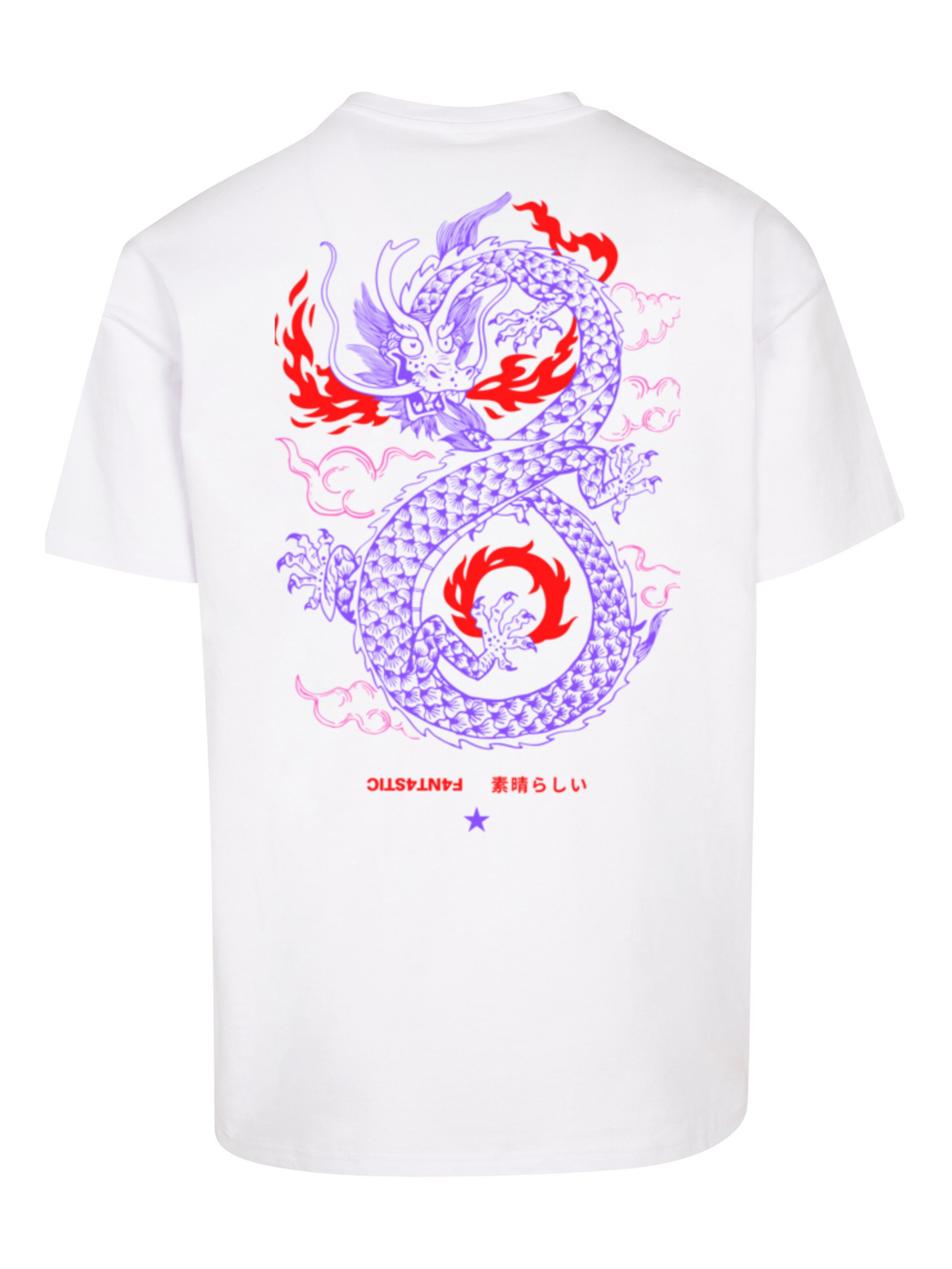 T-Shirt 'Japanese And Dragon Fire' F4NT4STIC en blanc
